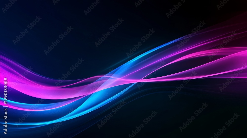 Naklejka premium Abstract blue and purple digital background with glowing waves, dark color gradients, and vibrant flowing light patterns, creating a beautiful and futuristic digital art wallpaper design.