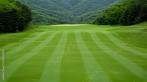 Golf Course Fairway with Mountain View