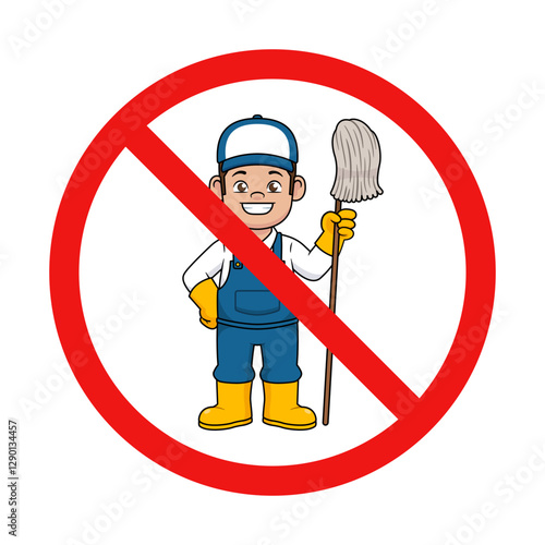 Vector No Cleaning Service Sign on White Background