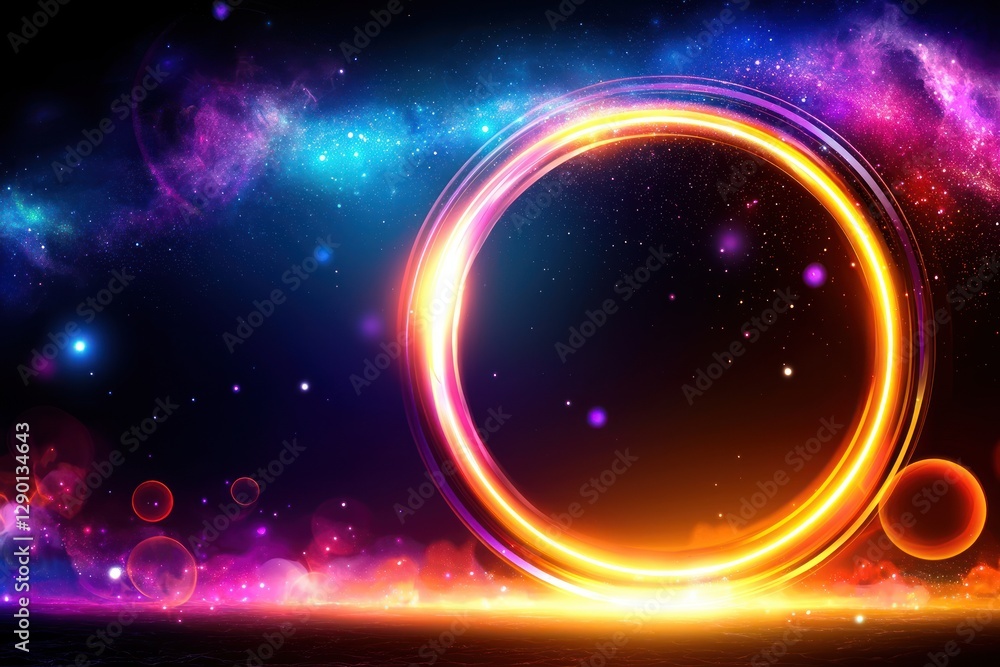 Obraz premium Glowing Galaxy Portal with Cosmic Nebula a Stellar Journey through Space Time