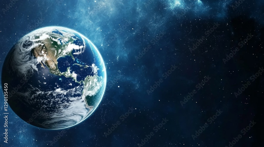 Fototapeta premium Digital globe with global network connections on a blue technology background, symbolizing artificial intelligence, data sharing, and internet security in a futuristic digital world.