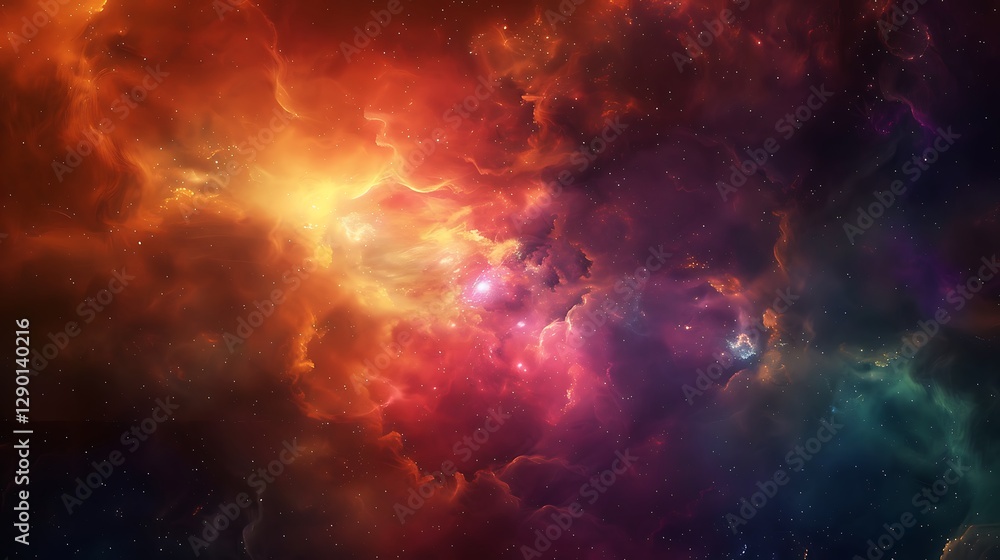 Vibrant Nebula in Colorful Cosmic Background with Stars and Gas Clouds Vibrant Nebula in Colorful Cosmic Background with Stars and Gas Clouds