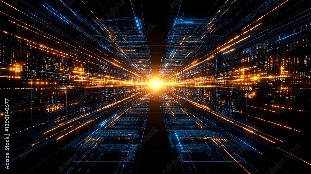 Futuristic Digital Glowing Blocks in a High-Tech Abstract Background Futuristic Digital Glowing Blocks in a High-Tech Abstract Background