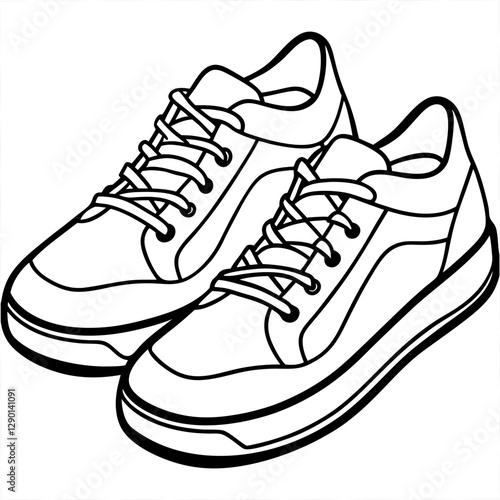 A pair of old sneakers, isolated on white background vector art illustration