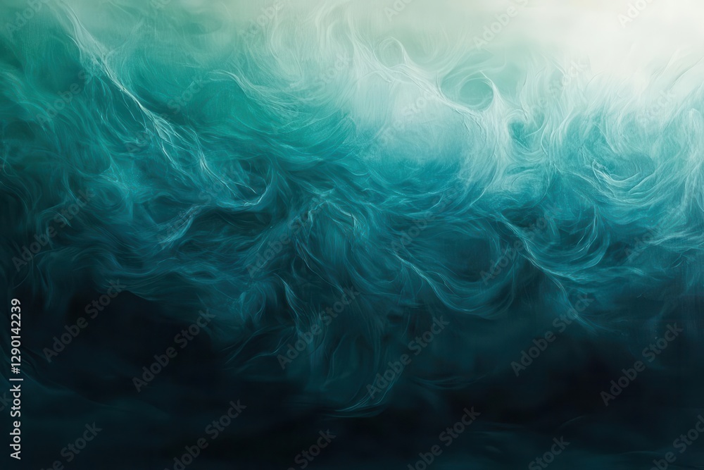 Obraz premium gradient of deep teal and emerald flows smoothly, a faint glow blooming from the top right corner, casting a serene, velvety sheen.