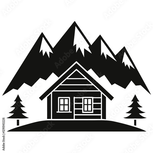  silhouette vector of traditional alpine lodge