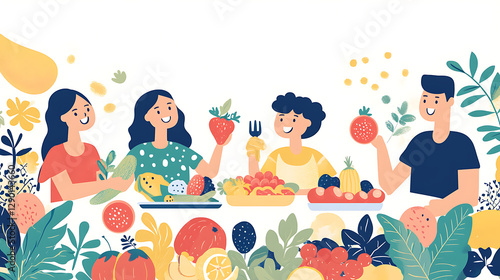 Happy Family Enjoying a Colorful and Healthy Meal Together