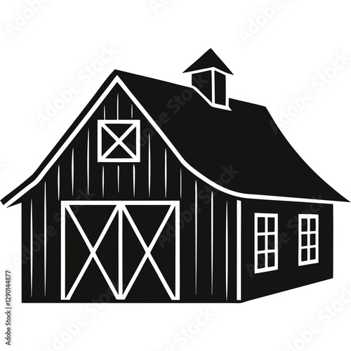  vector of a barn with a pitched roof