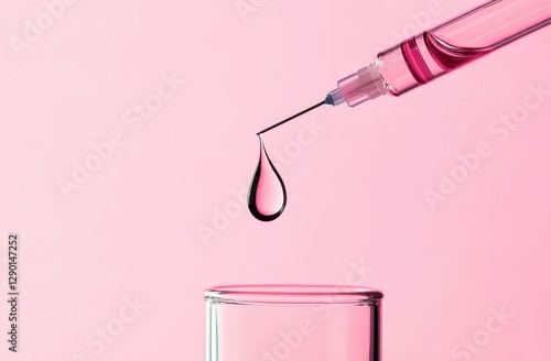 Pink Liquid Drop and Syringe, Scientific Research