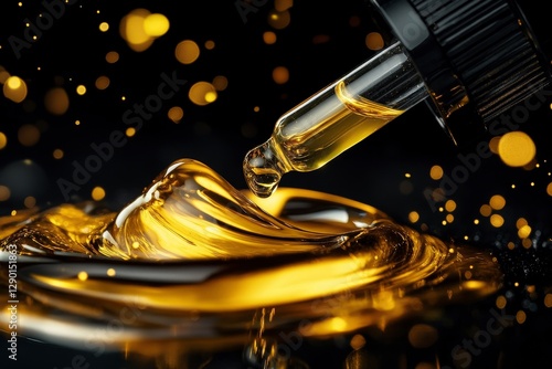 Wallpaper Mural Glimmering Liquid Oil with Dropper over Smooth Surface and Bokeh Torontodigital.ca