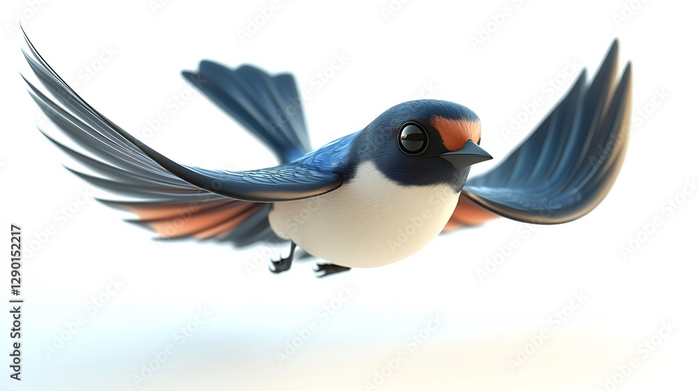 Naklejka premium Colorful bird in flight nature scene digital art bright background