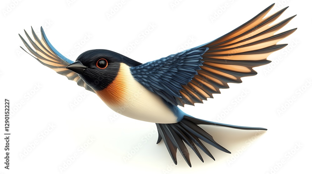Naklejka premium Bird in flight nature scene wildlife photography bright environment side view