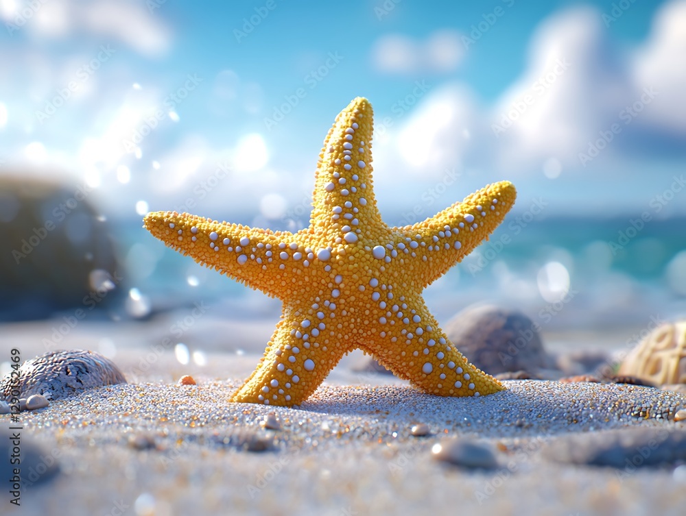 Starfish on sandy beach shoreline coastal scene nature photography Starfish on sandy beach shoreline coastal scene nature photography
