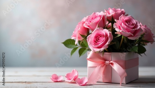 Stunning pink rose arrangement with a charming gift, floral, flowers