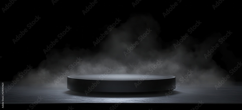 Dark Modern Podium Display with Fog