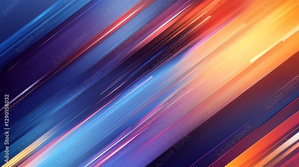 Obraz premium Abstract diagonal lines in vibrant blue, orange, and purple hues.