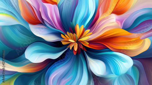 Elegant abstract flower design, vivid hand-drawn petals, flowing brushwork with artistic spontaneity