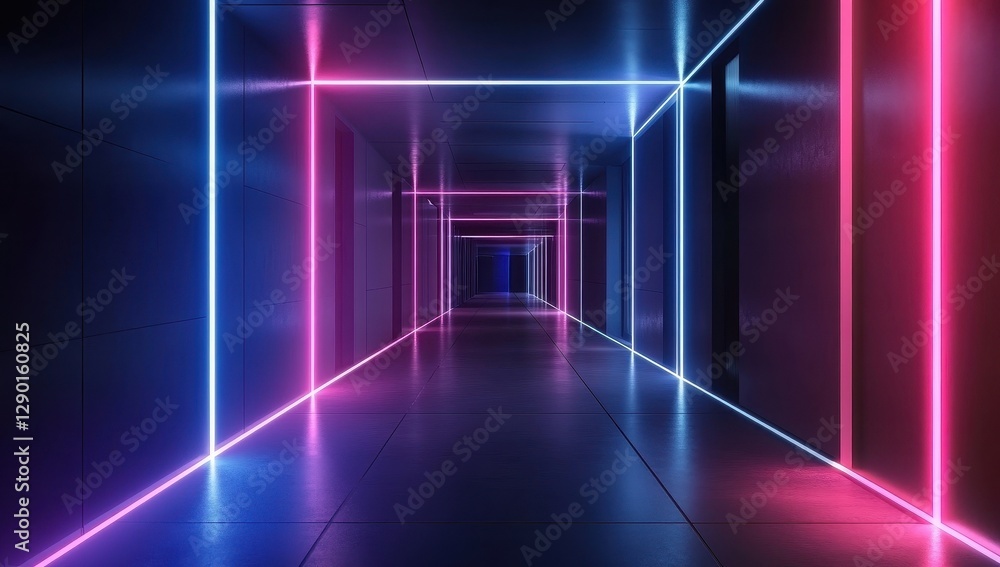 Neon Glowing Futuristic Corridor Neon Glowing Futuristic Corridor