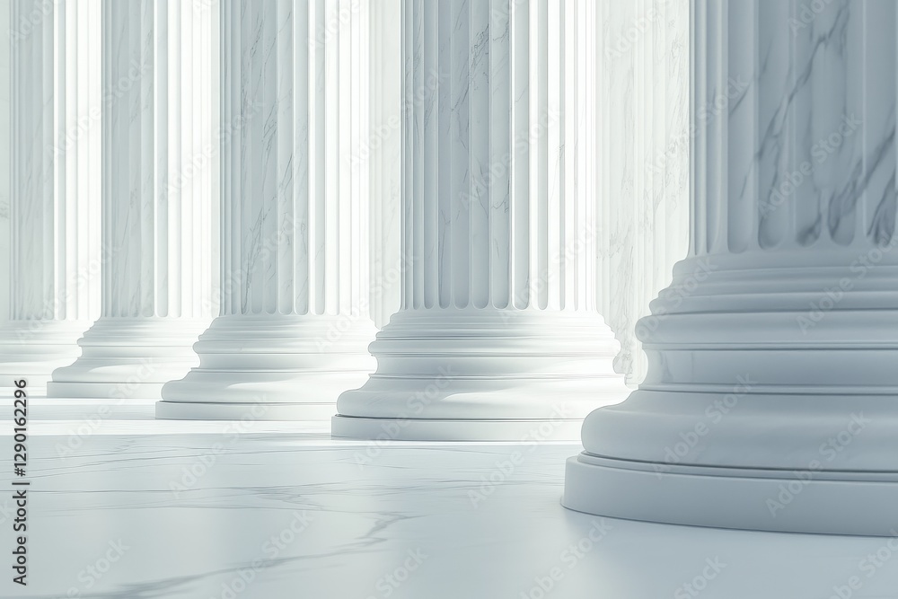 Majestic White Marble Columns in a Grand Hall Majestic White Marble Columns in a Grand Hall