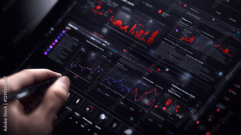Sleek interface showcasing big data analytics with interactive graphs and charts Sleek interface showcasing big data analytics with interactive graphs and charts