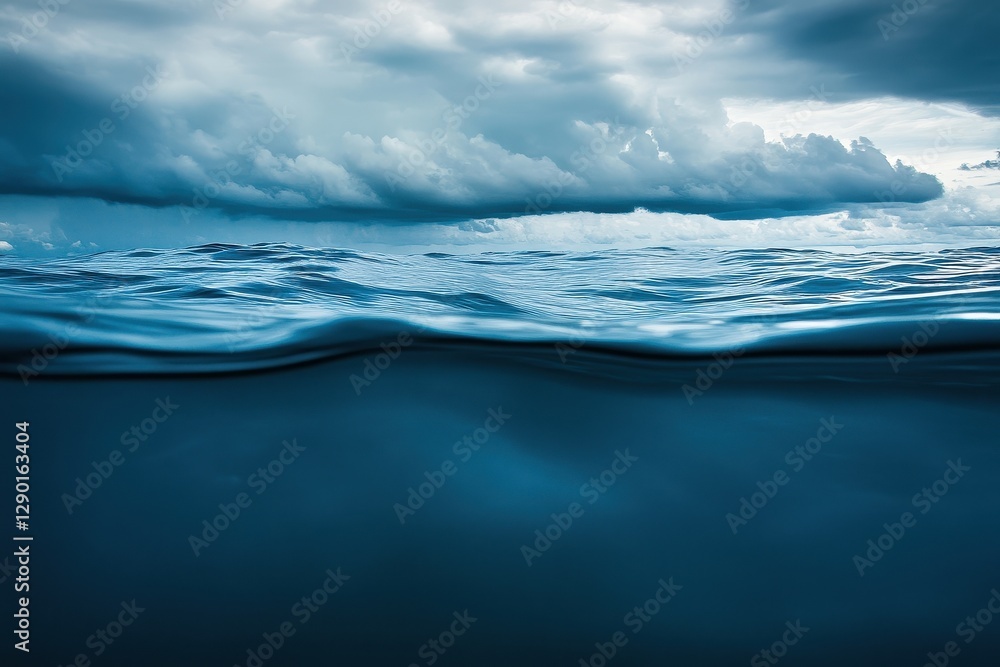 Dark Ocean Under a Stormy Sky: A Powerful Underwater View