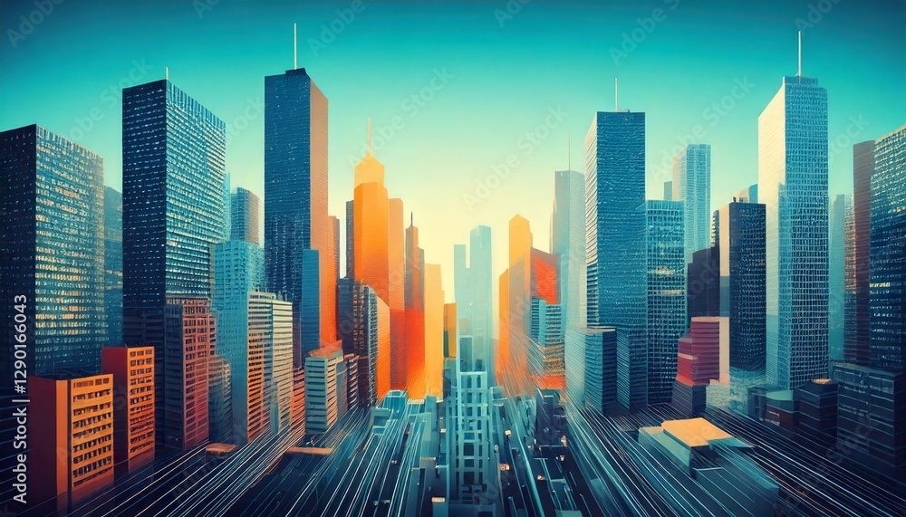 Obraz premium Modern city and technology