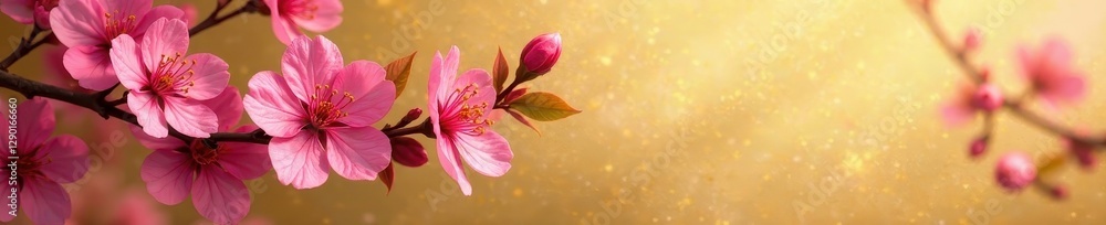 Delicate cherry blossoms on antique gold foil , gold leaf, art Delicate cherry blossoms on antique gold foil , gold leaf, art