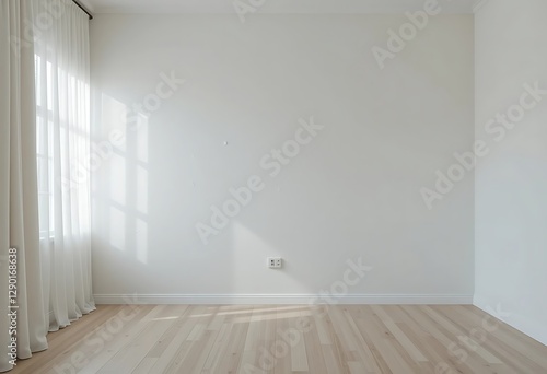 Wallpaper Mural An empty interior room with white walls and curtains Torontodigital.ca