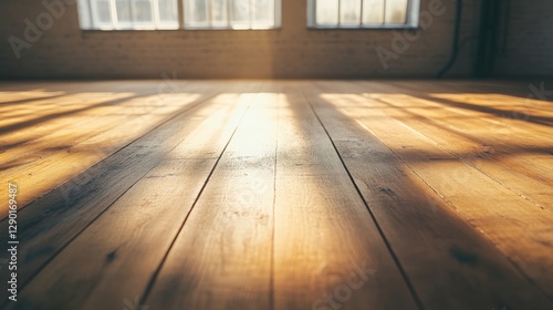 Warm morning light spills through a window, illuminating a wooden floor with deep shadows, creating a peaceful and inviting ambiance that encourages reflection