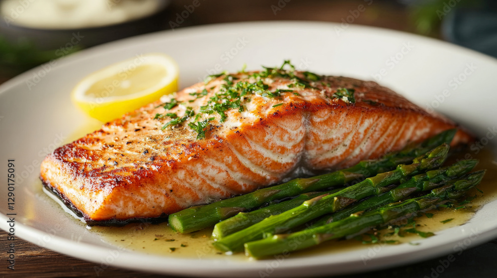 Grilled salmon fillet with crispy skin Grilled salmon fillet with crispy skin