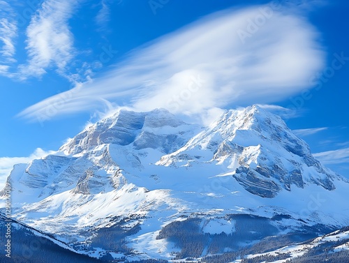 Wallpaper Mural Snowy mountain peak, winter sky Torontodigital.ca