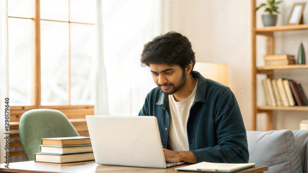 Indian Student Using a Laptop for Online Learning
Indian Student Using a Laptop for Online Learning