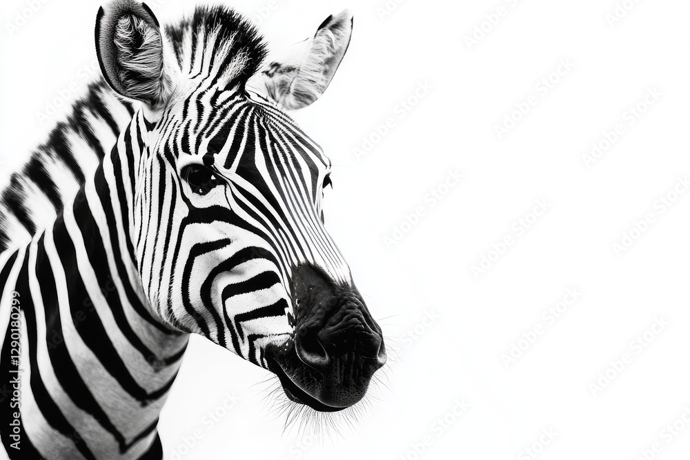 Fototapeta premium The Black And White Portrait Of A Striking Zebra
