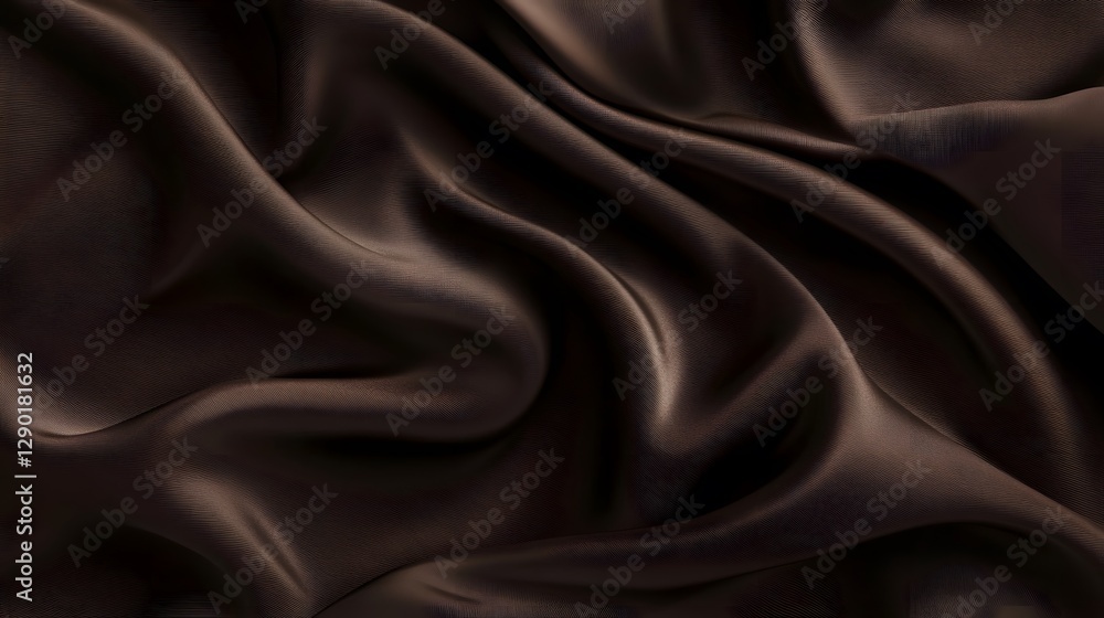 Fototapeta premium Dark Brown Silk Fabric Draped Luxuriously