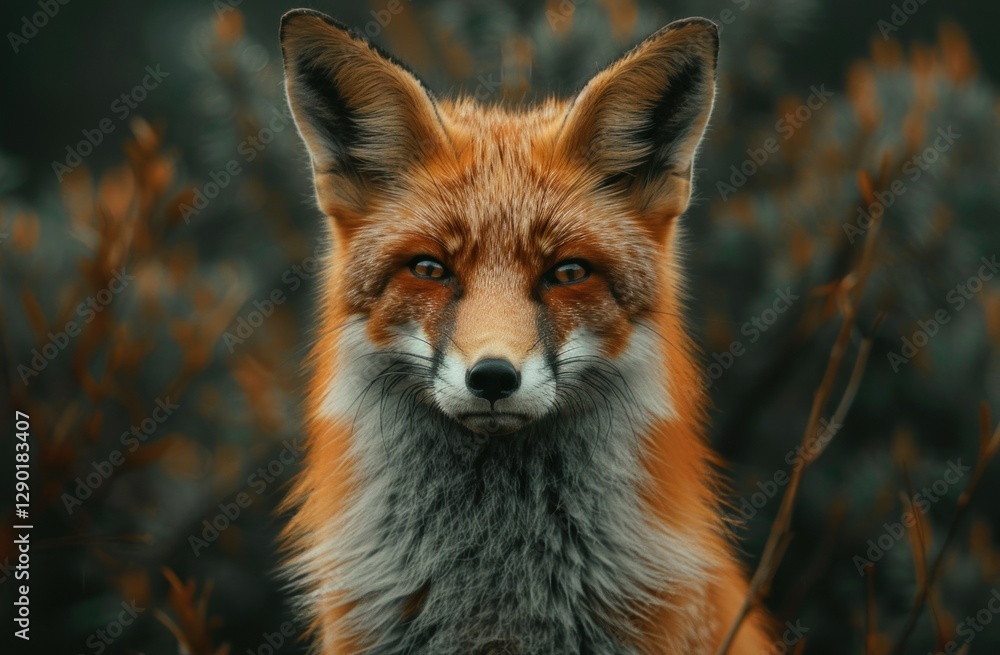 Fototapeta premium A Close-up Portrait of a Red Fox in the Forest