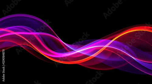Luminous strands weaving a vibrant spectral dance on a dark canvas