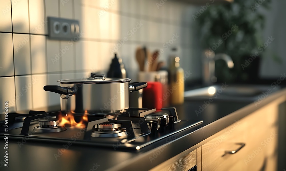 Residential kitchen using LPG gas for cooking, with a stove and a small cylinder on the side ,
Residential kitchen using LPG gas for cooking, with a stove and a small cylinder on the side ,