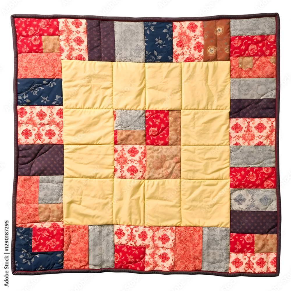 Collage of patchwork quilt isolated on a transparent background Collage of patchwork quilt isolated on a transparent background