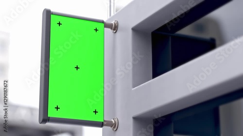 Empty Billboards Mock-Up. Billboard Green screen installed outside the building. Or empty signboard for your text and banner design. Animation, 3D Render.