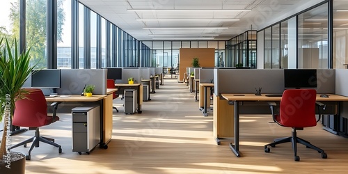 Wallpaper Mural A spacious office area featuring a series of cubicles with ergonomic chairs, personal desks, and partial privacy screens ,

 Torontodigital.ca