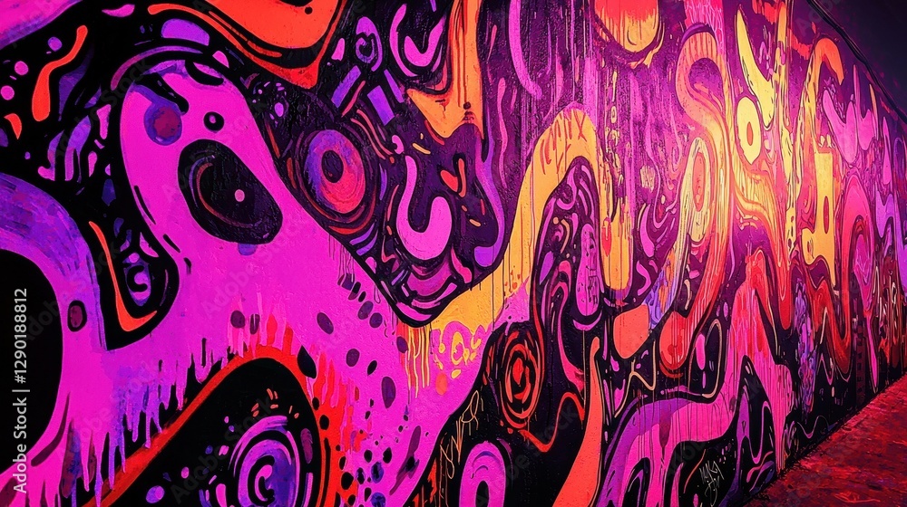 Abstract Psychedelic Graffiti Art in Colorful Tunnel View Abstract Psychedelic Graffiti Art in Colorful Tunnel View