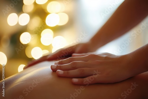 Wallpaper Mural A serene scene of hands performing a soothing massage, creating a relaxing atmosphere with soft lights in the background. Torontodigital.ca