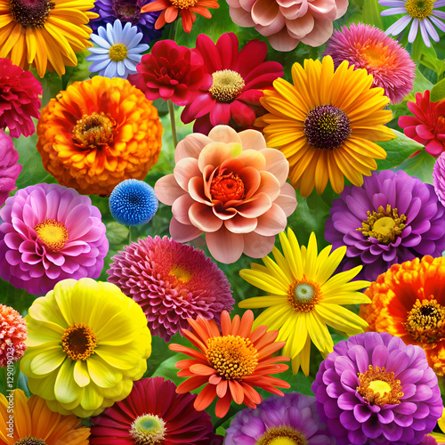 Wallpaper Mural Vibrant Floral Tapestry. A Stunning Collection of Colorful Flowers Torontodigital.ca