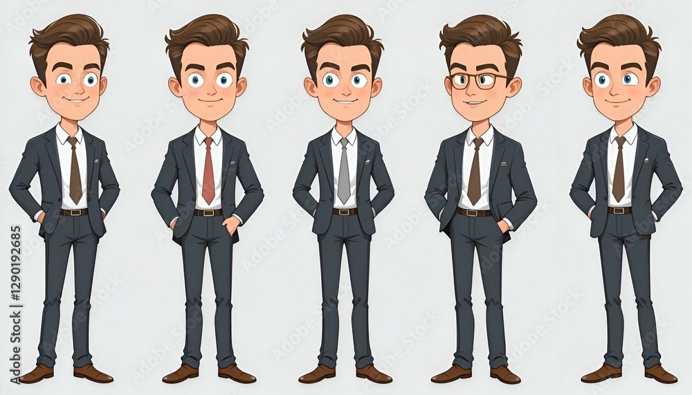 Cartoon character businessman in casual style. Set with different postures, attitudes and poses, doing different activities in isolated vector illustrations. Cartoon character businessman in casual style. Set with different postures, attitudes and poses, doing different activities in isolated vector illustrations.