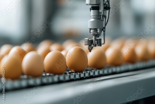 Automated egg sorting technology streamlines production with precision. Optimize efficiency in modern egg processing and packaging industries. photo