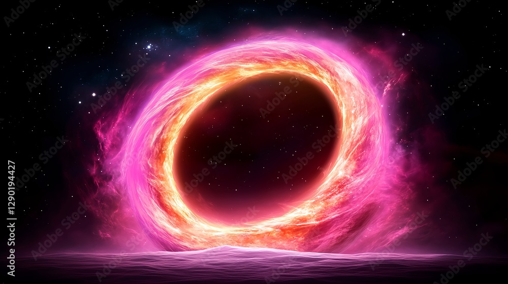 Obraz premium Pink Glowing Cosmic Ring In Deep Space