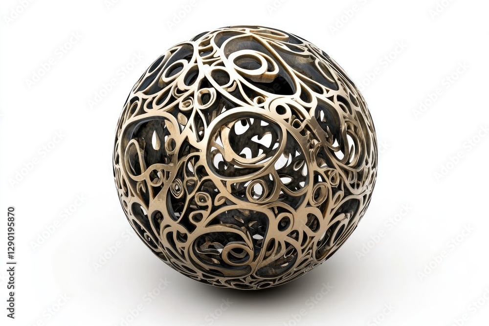 A Bronze Orb Displays Intricate Detail Against a White Background A Bronze Orb Displays Intricate Detail Against a White Background