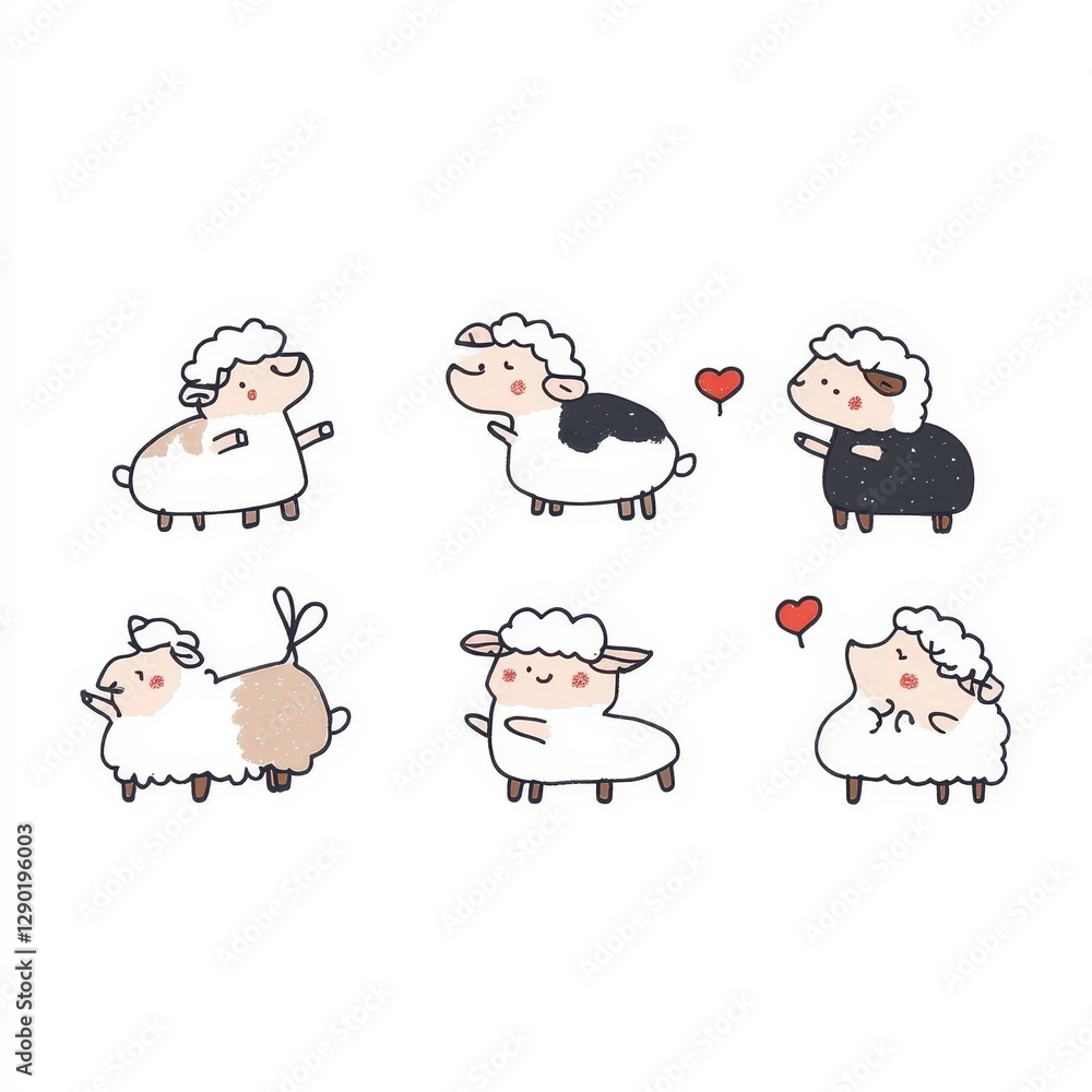 Fototapeta premium Pixel Art Sheep Collection