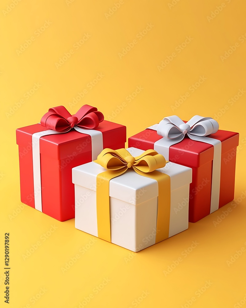 Obraz premium Gifts, yellow background, celebration