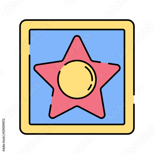 Hollywood Star, flat design illustration, fame symbol, ideal for media, film, and entertainment graphics.